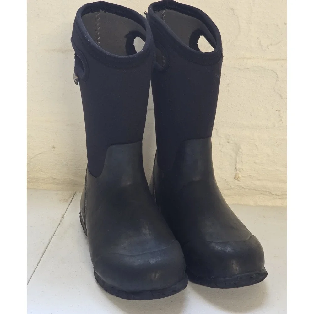 Bogs Kids Size 3 Black Neoprene Rubber Insulated Waterproof Rain Boots Gorpcore